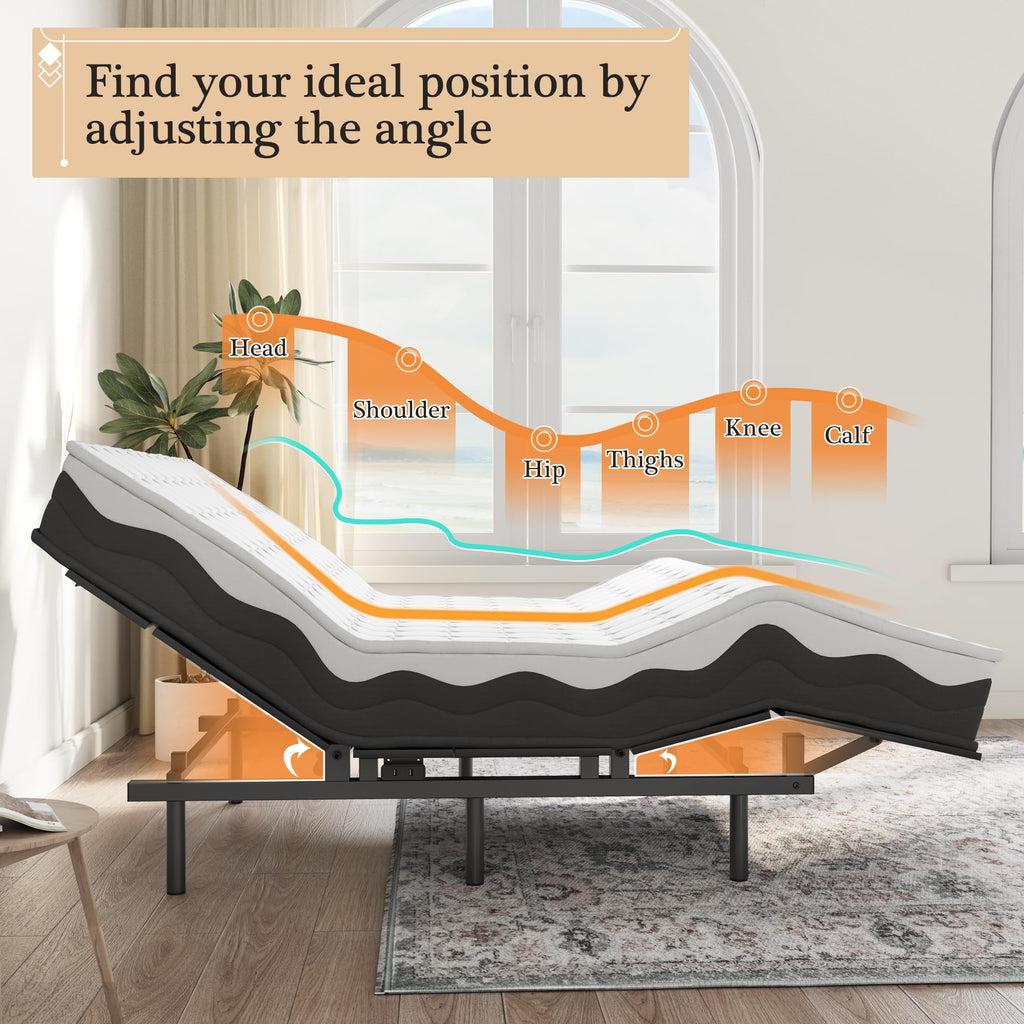 Adjustable Bed Frame -Wireless Remote -Memory Function -Adjustable Bed Base -Head and Foot Lift Incline -Zero Gravity -Quiet Motorfor Lying Down, Reading, Watching TV,Fatigue,Backache[FULL]