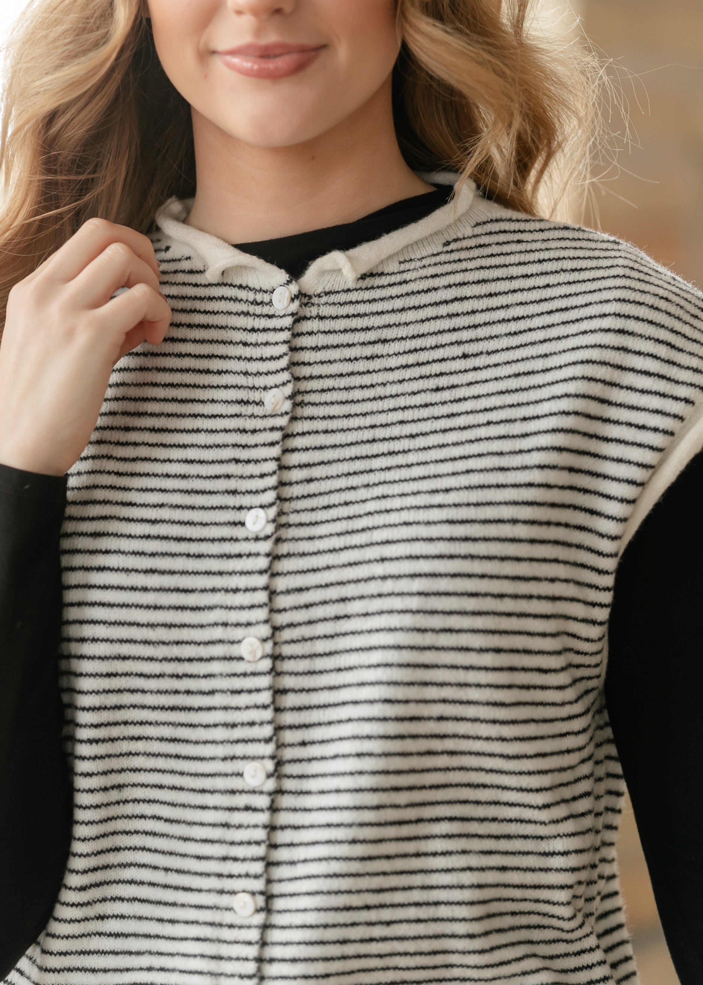 Things Between® Striped Piper Vest Cardigan