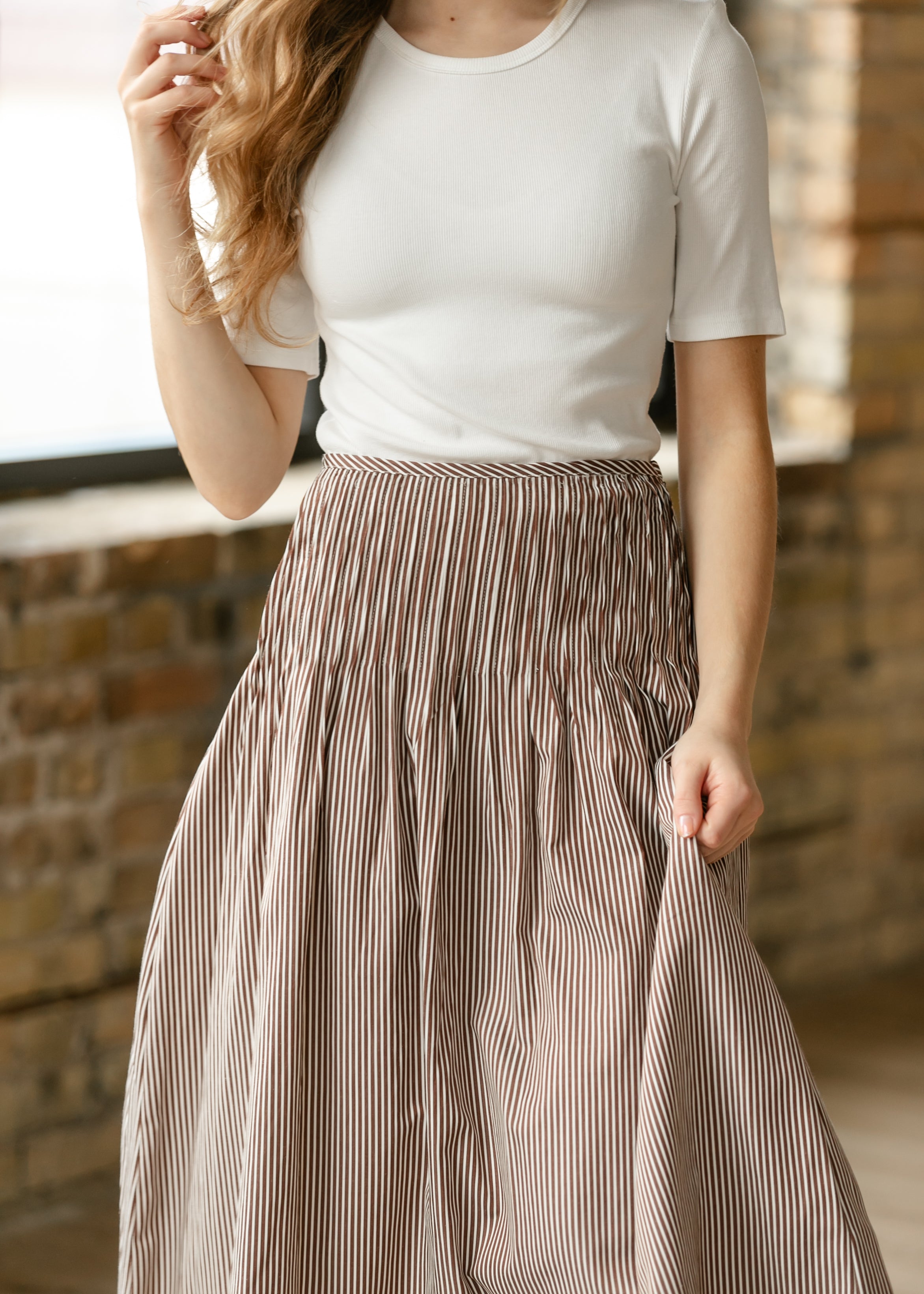 Things Between® Sloane Striped Midi Skirt