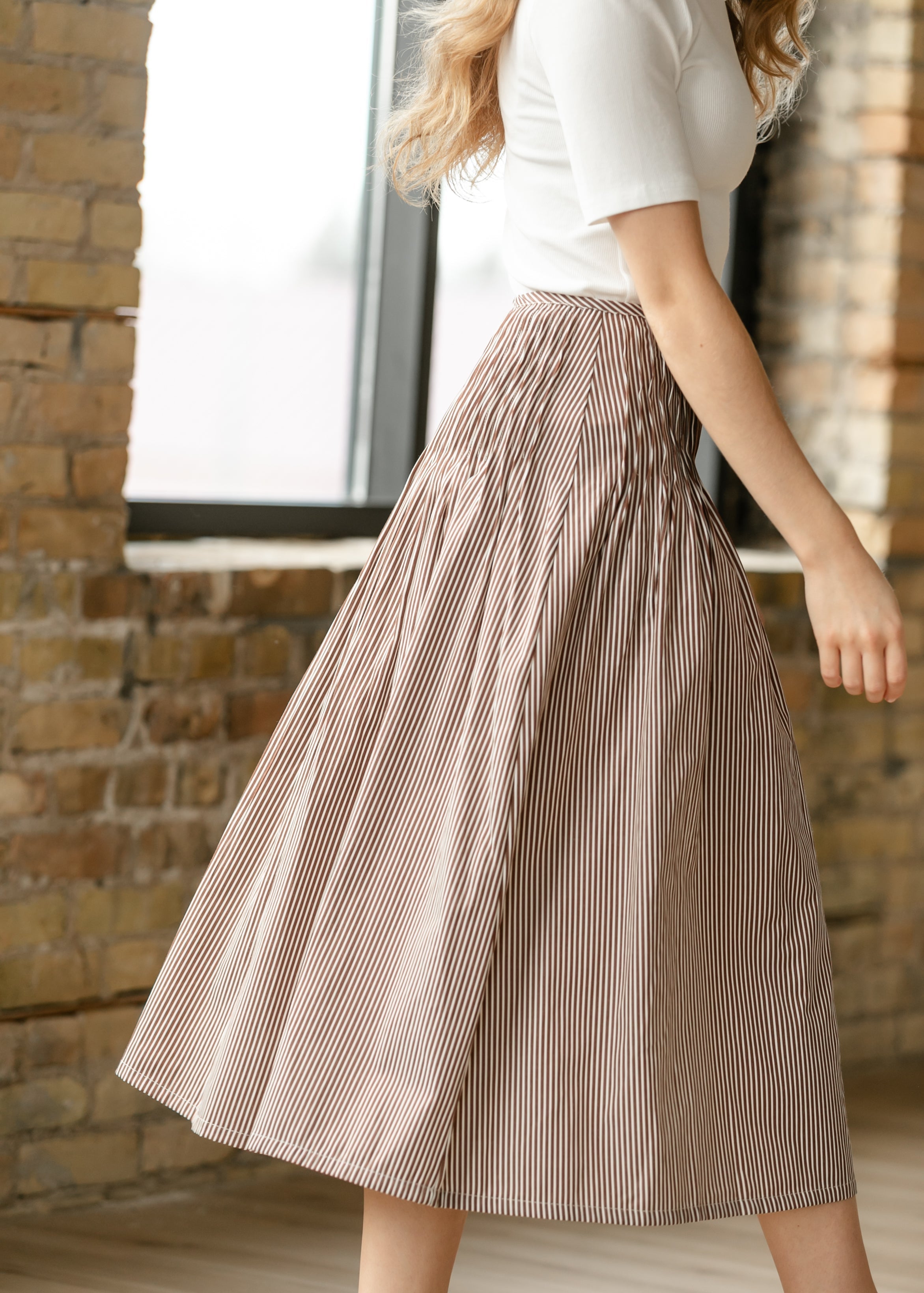 Things Between® Sloane Striped Midi Skirt