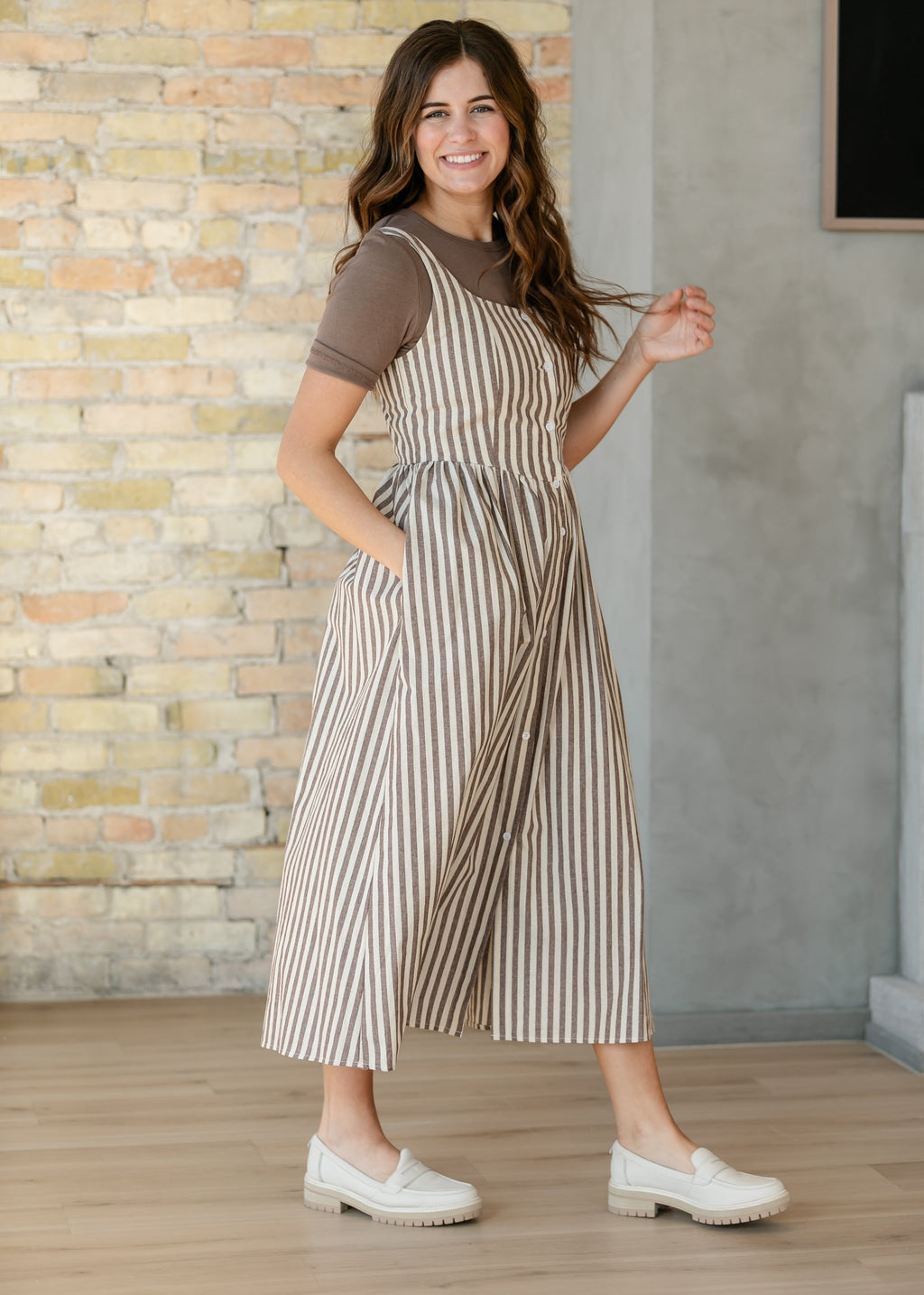Things Between® Sleeveless Stripe Button Up Maxi Dress