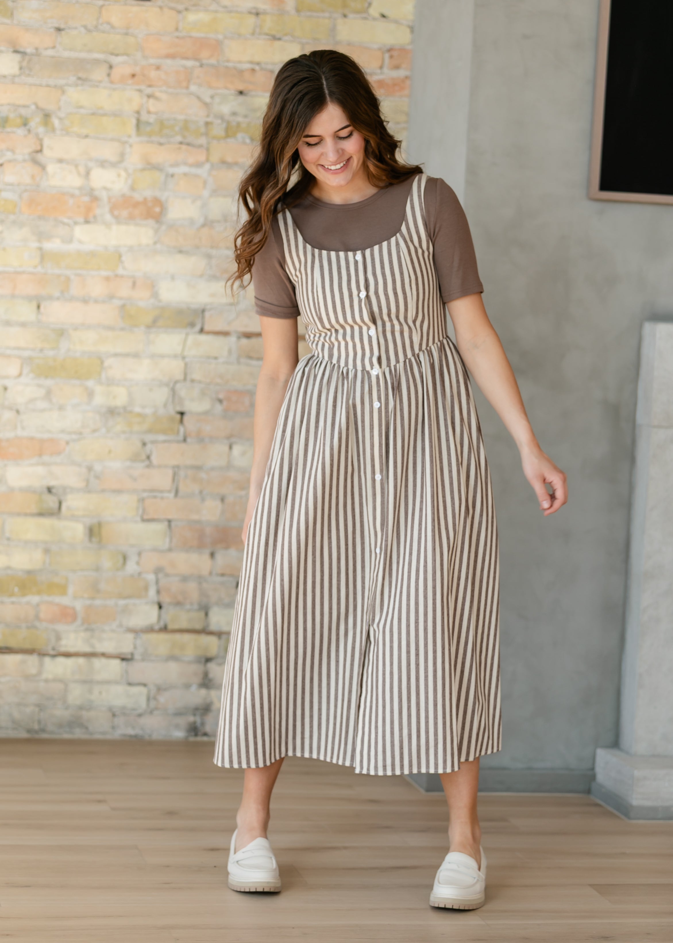Things Between® Sleeveless Stripe Button Up Maxi Dress