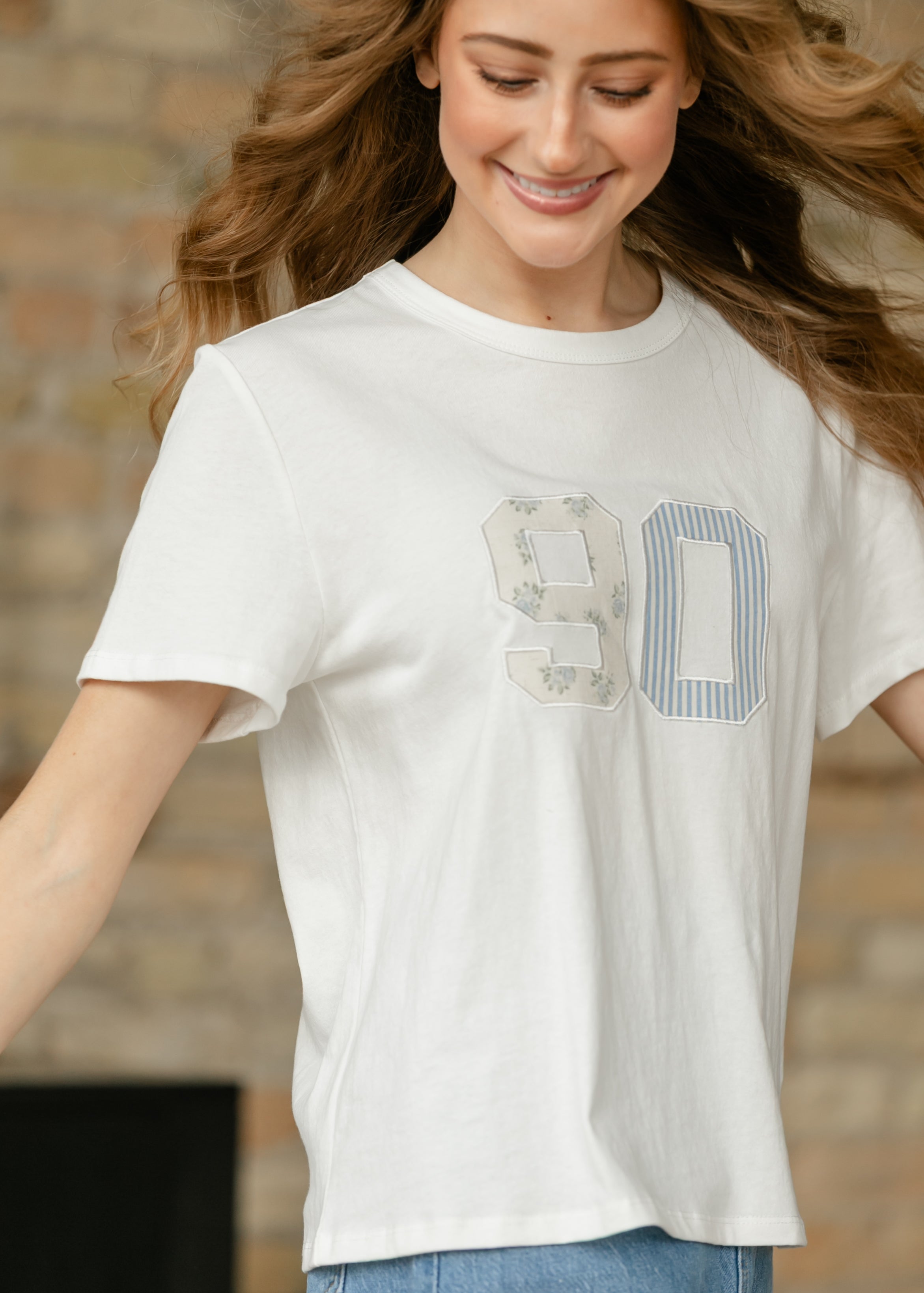 Things Between® Short Sleeve Embroidered Floral 90 Top