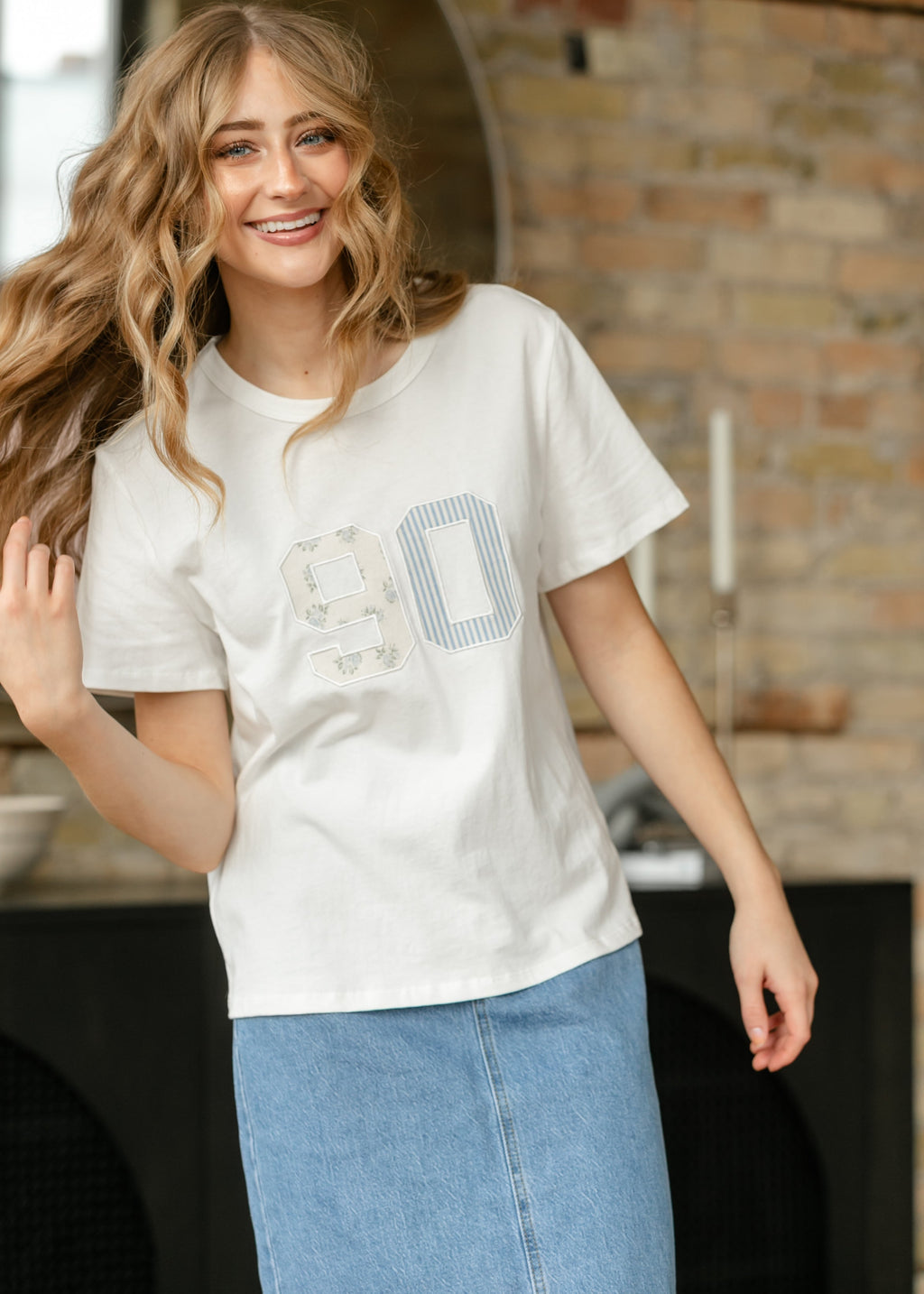 Things Between® Short Sleeve Embroidered Floral 90 Top