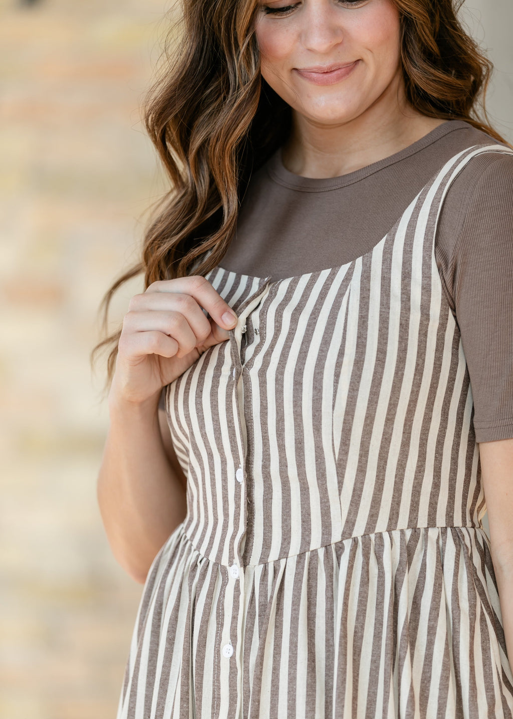 Things Between® Sleeveless Stripe Button Up Maxi Dress