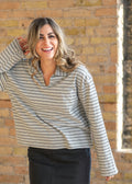 Things Between® Striped Long Sleeve Collared Top - FINAL SALE