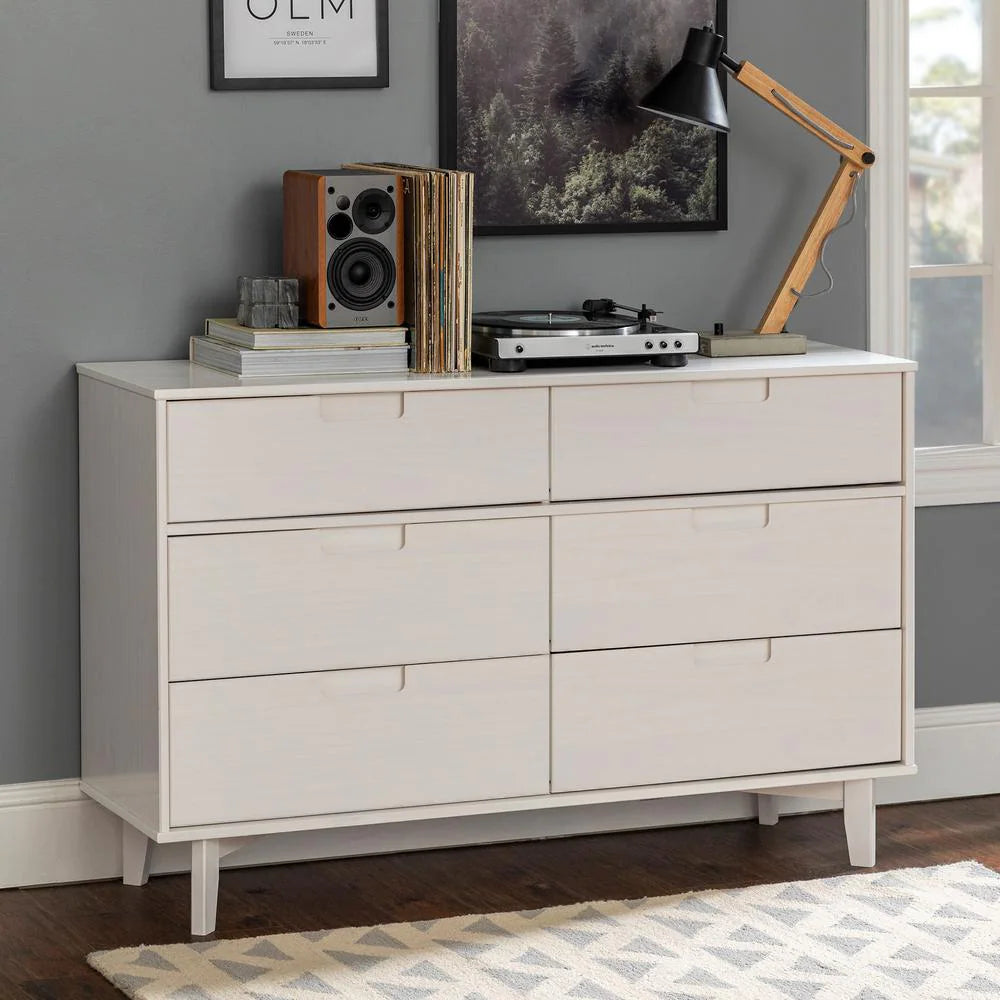 6-Drawer Caramel Mid Century Modern Wood Dresser